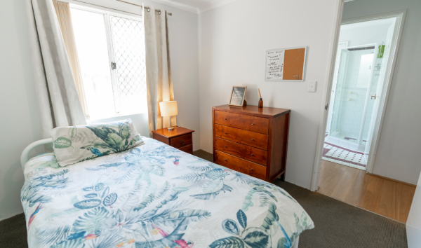 bedroom and adjoined bathroom